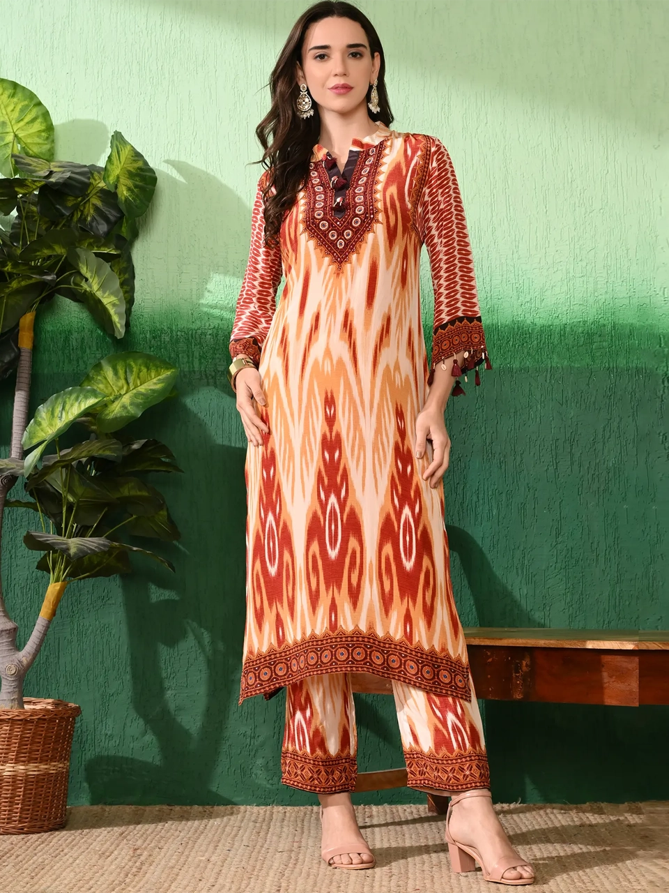 Anarkali Dress Brown White